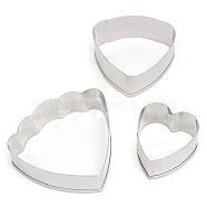 304 Stainless Steel Cookie Cutters, Cookies Moulds, DIY Biscuit Baking Tool, Heart and Petal, Stainless Steel Color, 42x48x17mm, 35x38x17mm, 29x26x17mm, 3pcs/set(DIY-E012-27)