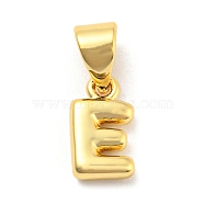 Brass Charms, Real 18K Gold Plated, Long-Lasting Plated, Lead Free & Cadmium Free, Letter Charm, Letter E, 9.5x5.5x2mm, Hole: 5x3.5mm(KK-Z027-14G-E)