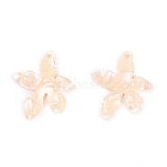 Acrylic Pendants, for DIY Earring Accessories, Flower, Blanched Almond, 31x27x2.5mm, Hole: 1.6mm(KY-I008-01B)