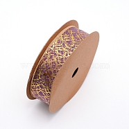 Organza Ribbon, Single Face Golden Hot Stamping, Rosy Brown, 1-1/8 inch(30mm), 20yards/roll(18.28m/roll)(ORIB-WH0033-03B)