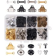 Iron Garment Hook and Eye, Iron Sewing Snap Button, Press Studs and Brass Trouser Fasteners, Mixed Color, 13x8.4x1.75cm(FIND-NB0001-13)