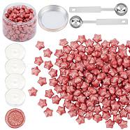 CRASPIRE Sealing Wax Particles Kits for Retro Seal Stamp, with Stainless Steel Spoon, Candle, Plastic Empty Containers, Salmon, 9mm, 200pcs(DIY-CP0003-54N)