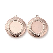 Brass Locket Pendants, Photo Frame Charms for Necklaces, Long-Lasting Plated, Lead Free & Cadmium Free, Flat Round, Rose Gold, 35.5x32.5x6mm, Hole: 2.1mm, Inner Diameter: 20mm(KK-K277-08RG)