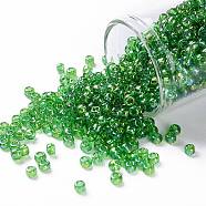 TOHO Round Seed Beads, Japanese Seed Beads, (167) Transparent AB Peridot, 8/0, 3mm, Hole: 1mm, about 222pcs/10g(X-SEED-TR08-0167)