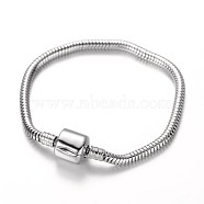 304 Stainless Steel European Style Round Snake Chains Bracelet Making, with European Clasps, Stainless Steel Color, 170x3mm(STAS-I047-01B)