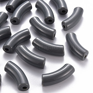 Opaque Acrylic Beads, Curved Tube, Gray, 36x13.5x11.5mm, Hole: 4mm, about 133pcs/500g(MACR-S372-001B-S037)