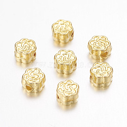 Tibetan Style Alloy Beads, Flower, Golden, Lead Free & Cadmium Free, 4.5x3mm, Hole: 1mm(K08PE011)