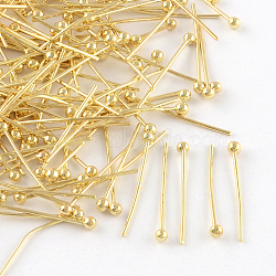 Brass Ball Head pins, Cadmium Free & Lead Free, Golden, 32x0.5mm, 24 Gauge, Head: 2mm, about 10000pcs/bag(KK-R020-08G)