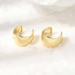 Brass Cuff Earrings, Cadmium Free & Lead Free, Long-Lasting Plated, Rack Plating, Chunky C-Shaped, Real 18K Gold Plated, 12x12.5x8.5mm(EJEW-C186-09G)
