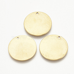 Vacuum Plating 201 Stainless Steel Stamping Blank Tag Pendants, Flat Round, Golden, 20x1mm, Hole: 1mm(X-STAS-S076-12)