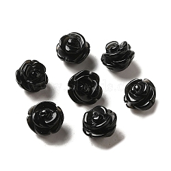 Natural Black Agate Beads, Rose, 10x5~9mm, Hole: 1mm(G-O156-B-05A)