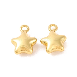 Rack Plating Brass Pendant, Long-Lasting Plated, Star, Real 18K Gold Plated, 14x11x5mm, Hole: 1.8mm(KK-H486-18G)