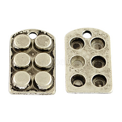 Tibetan Style Alloy Pendants, Baking Mold/Rectangle, Lead Free & Cadmium Free, Antique Silver, Tray: 4mm, 22x13x3mm, Hole: 2mm(X-TIBEP-GC169-AS-RS)