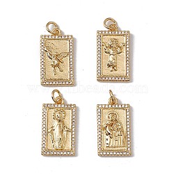 Brass Micro Pave Clear Cubic Zirconia Pendants, with Jump Ring, Cadmium Free & Nickel Free & Lead Free, Rack Plating, Rectangle, Real 18K Gold Plated, Real 18K Gold Plated, 21.5x11.5x3.5mm, Hole: 3mm(KK-G439-01G)