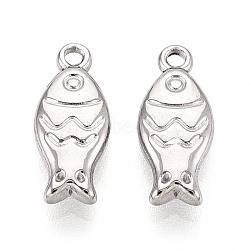 304 Stainless Steel Fish Charms, Stainless Steel Color, 15x6.5x3mm, Hole: 1.4mm(X-STAS-T069-06P)