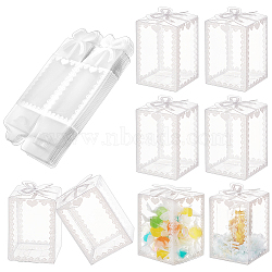 Transparent PVC Candy Treat Gift Box, Crown Print Wedding Party Packaging Box, Rectangle, Clear, Finished Product: 5x5x7cm, Unfold: 15.7x10.1x0.05cm(CON-WH0085-58B)