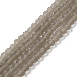 Transparent Glass Beads Strands, Faceted, Frosted, Rondelle, Light Grey, 6x4.5mm, Hole: 1.4mm, about 86pcs/strand, 16.14 inch(41cm)(EGLA-A034-T6mm-MD16)