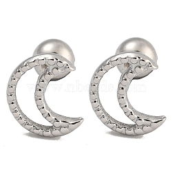 304 Stainless Steel Cartilage Earrings, Stainless Steel Color, Moon, 8x6.5mm(EJEW-B066-01B-P)