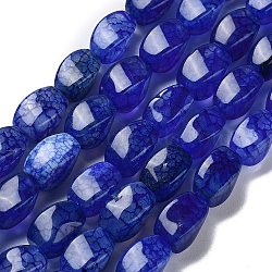 Natural Dragon Veins Agate Beads Strands, Dyed & Heated, Twist, Blue, 12x8x8mm, Hole: 1.2mm, about 33pcs/strand, 16.34''(41.5cm)(G-G172-01Q)