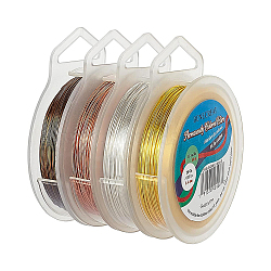 BENECREAT 4 Rolls 4 Colors Round Copper Craft Wire, Mixed Color, 26 Gauge, 0.4mm, about 60m/roll, 1 roll/color(CWIR-BC0006-20)