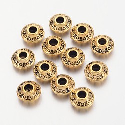 Tibetan Style Alloy Spacer Beads, Bicone, Antique Golden, Lead Free & Cadmium Free & Nickel Free, 6.5x3.5mm, Hole: 2mm(X-GLF0725Y-NF)