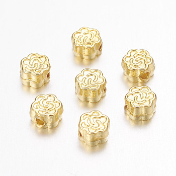 Tibetan Style Alloy Beads, Flower, Golden, Lead Free & Cadmium Free, 4.5x3mm, Hole: 1mm