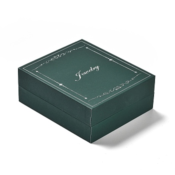 Wooden Jewelry Packaging Boxes, with Sponge Inside, for Necklaces, Rectangle, Dark Green, 8x7x3cm