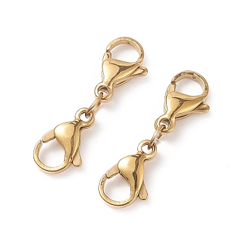 304 Stainless Steel Double Lobster Claw Clasps, Golden, 25.5mm