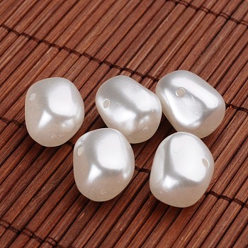 Acrylic Imitation Pearl Beads, Oval, White, 18x13~14mm, Hole: 2mm, about 255pcs/500g