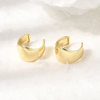Brass Cuff Earrings, Cadmium Free & Lead Free, Long-Lasting Plated, Rack Plating, Chunky C-Shaped, Real 18K Gold Plated, 12x12.5x8.5mm