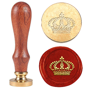 Wax Seal Stamp Set, Sealing Wax Stamp Solid Brass Heads with Wood Handles, for Envelopes Invitations, Gift Card, Crown, 83x22mm, Stamps: 25x14.5mm