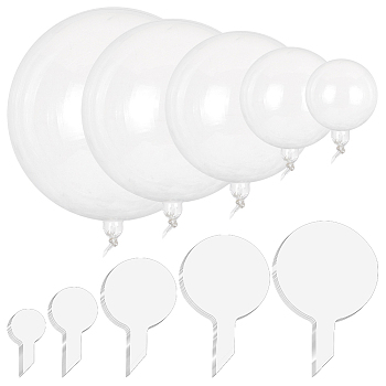 100Pcs 5 Styles Round Transparent TPU Balloons, For Christmas Wedding Party Decorations, Clear, 155~370x80~238x0.1mm