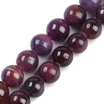 Natural Gemstone Ruby Round Beads Strands, 7~8mm, Hole: 1mm, about 55~59pcs/strand, 15.75~16.14 inch(40~41cm)