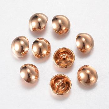 Alloy Shank Buttons, 1-Hole, Dome/Half Round, Light Gold, 15x10mm, Hole: 1.5mm