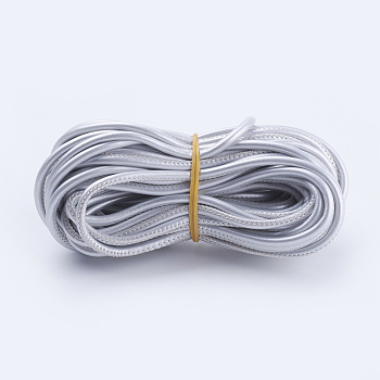 PU Leather Cords, for Jewelry Making, Round, Silver, 3mm, about 10yards/bundle(9.144m/bundle)