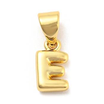 Brass Charms, Real 18K Gold Plated, Long-Lasting Plated, Lead Free & Cadmium Free, Letter Charm, Letter E, 9.5x5.5x2mm, Hole: 5x3.5mm