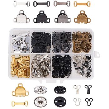 Iron Garment Hook and Eye, Iron Sewing Snap Button, Press Studs and Brass Trouser Fasteners, Mixed Color, 13x8.4x1.75cm