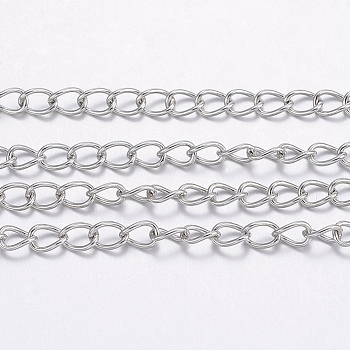 304 Stainless Steel Curb Chains, with Spool, for Jewelry Making, Soldered, Stainless Steel Color, 3.5x2.5x0.5mm, about 65.61 Feet(20m)/roll