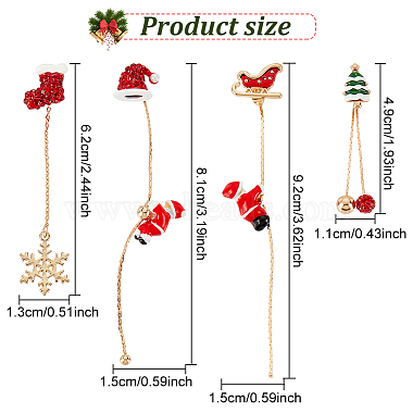 anattasoul 4個 2 スタイルのクリスマスソックスと帽子のラインストーンの非対称イヤリング(EJEW-AN0002-36)-2