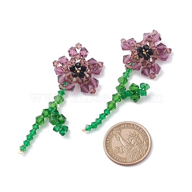Imitation Austrian Crystal Flower of Life Dangle Stud Earrings(X1-EJEW-TA00029-03)-4