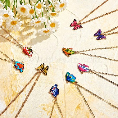 6Pcs Butterfly Pendant Necklaces for Women(JN1066A)-3