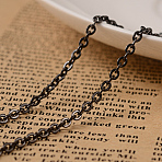 304 Stainless Steel Cable Chains, Soldered, with Spool, Flat Oval, Black, 3x2x0.6mm, about 32.8 Feet(10m)/roll(CHS-H007-41B)