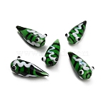 Handmade Lampwork Worm Figurines, for Home Office Desk Decoration, Green, 28x11.5x10mm(LA-CBA77D3-01G)