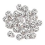 Printed Wooden Beads, Round, Musical Note, 16x15mm, Hole: 3.5~3.8mm(WOOD-T034-01A)