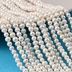 Natural Cultured Freshwater Pearl Beads Strands, Potato, Grade 2A, Snow, 3~3.5mm, Hole: 0.5mm, about 105pcs/strand, 14.57''(37cm)(PEAR-L034-15B)