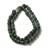 Handmade Nepalese Lampwork Beads, Rondelle, Dark Green, 9~14x8~13mm, Hole: 2mm, about 53~61pcs/strand, 25~25.98''(63.5~66cm)(LAMP-B023-09A-01)
