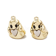 Spray Painted Alloy Pendants, Long-Lasting Plated, Lead Free & Cadmium Free, Ghost with Heart, Gold, 21x15x10.5mm, Hole: 1.5mm(PALLOY-K003-23F)