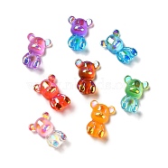 Transparent Resin Cabochons, AB Color Plated, Two Tone, 3D Bear, Mixed Color, 28x19x11.5mm(X-CRES-M014-12)