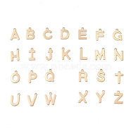 201 Stainless Steel Charms, Golden, Random Mixed Letters, 12x6~10.1x0.5~0.7mm, Hole: 1.2~1.4mm, 26pcs/set(STAS-C021-06G)