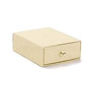 Rectangle Paper Drawer Jewelry Set Box, with Brass Rivet, for Earring, Ring and Necklace Gifts Packaging, Pale Goldenrod, 7x9x3cm(CON-C011-02A)